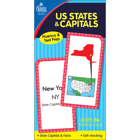 CARSON DELLOSA U.S. States + Capitals Flash Cards, Grade 3-5 3913